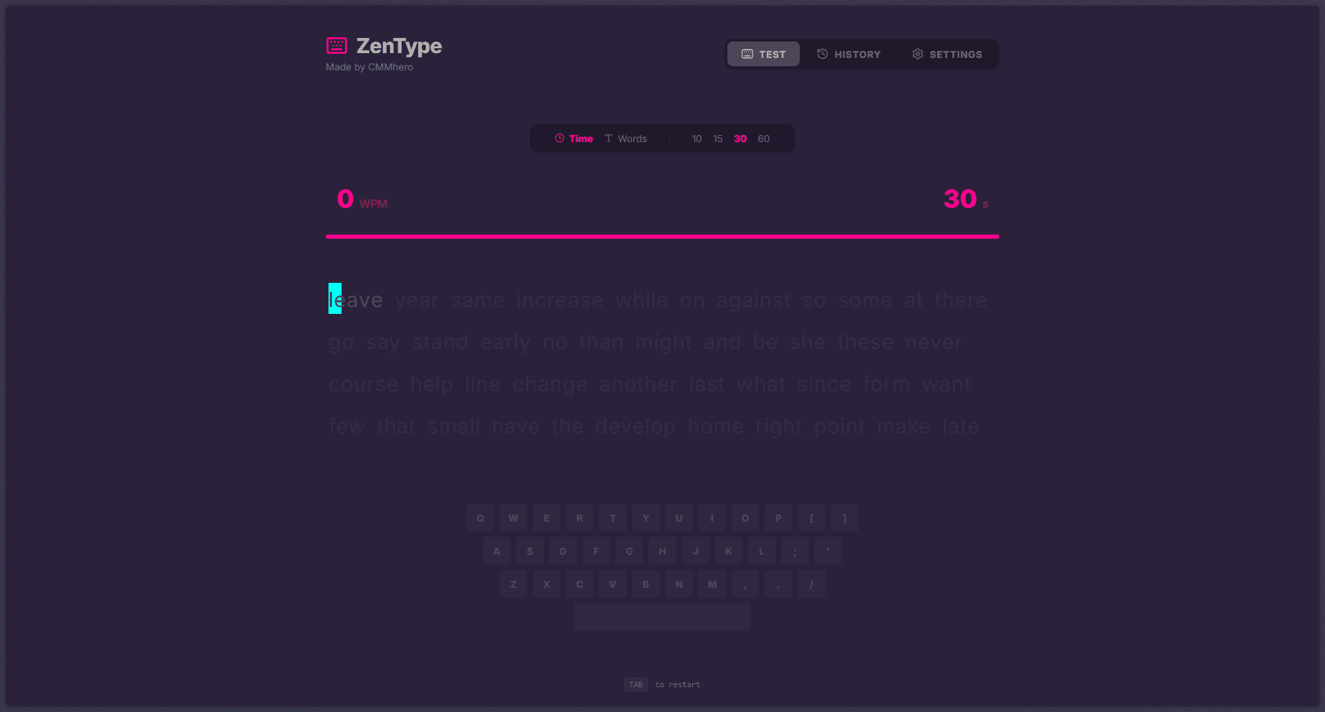 Screenshot of ZenType project
