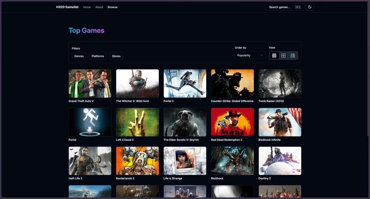 H320 Gamelist screenshot 2
