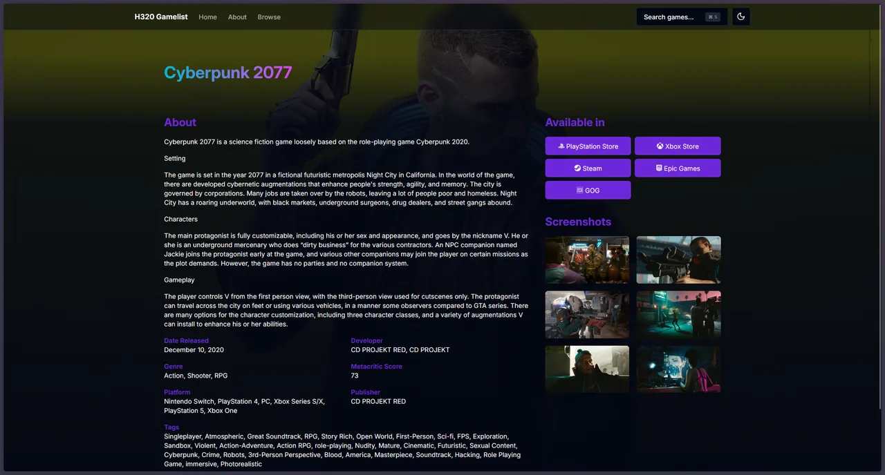 H320 Gamelist screenshot 6