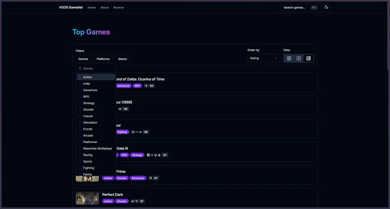 H320 Gamelist screenshot 4