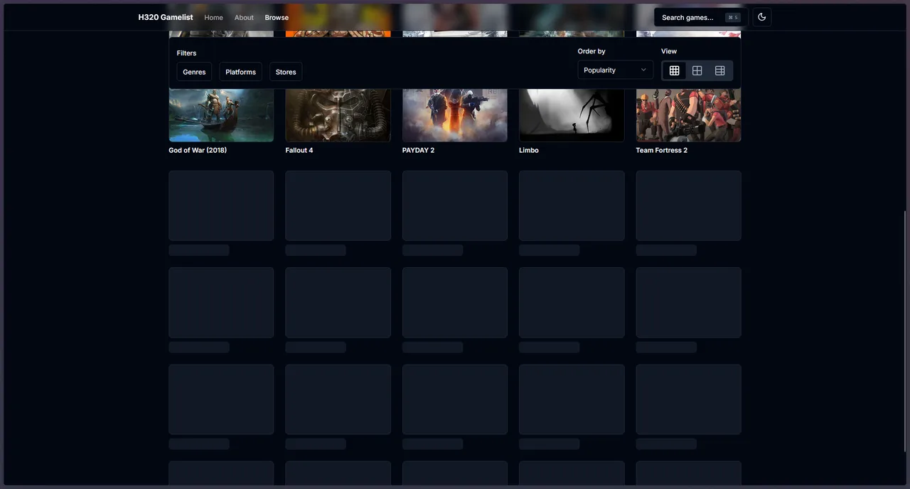 H320 Gamelist screenshot 3