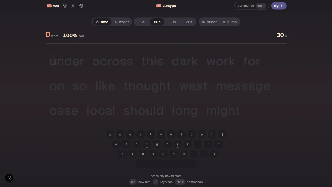Screenshot of zentype project